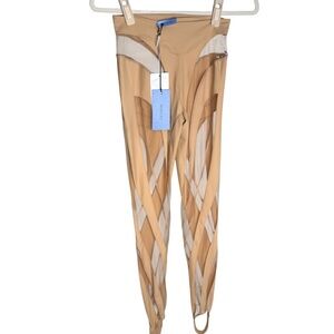 Mugler Beige Mesh Detail Leggings